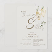 Invitation Brunch nuptial beige et douche mousseuse (Devant / Derrière)