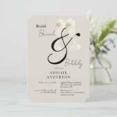 Invitation Brunch nuptial beige et noir et douche mousseuse (Debout devant)