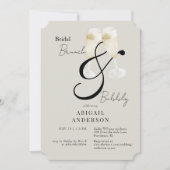 Invitation Brunch nuptial beige et noir et douche mousseuse (Devant)