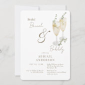Invitation Brunch nuptial blanc et or et douche mousseuse (Devant)