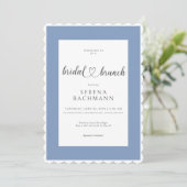 Invitation Brunch nuptial bleu et blanc romantique moderne (Debout devant)