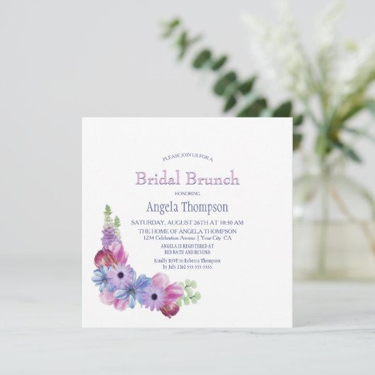 Invitation Brunch nuptial bleu et rose (Debout devant)
