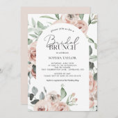 Invitation Brunch nuptial bleu Rose rose pâle Eucalyptus (Devant / Derrière)