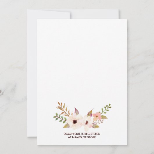 Invitation Brunch nuptial bohémien de fleurs Whimsical (Dos)