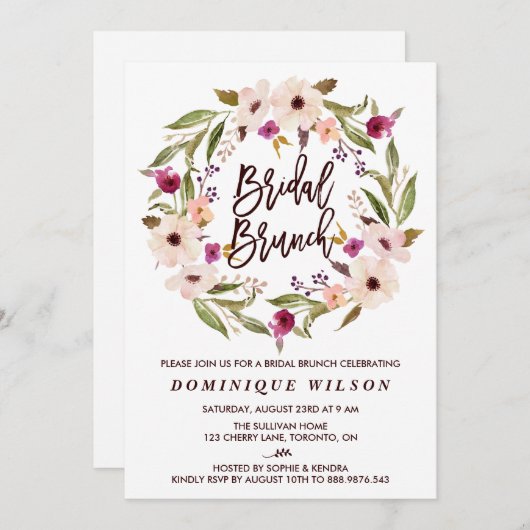 Invitation Brunch nuptial bohémien de fleurs Whimsical (Devant / Derrière)