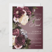 Invitation Brunch nuptial bordeaux foncé et flou crème (Devant)