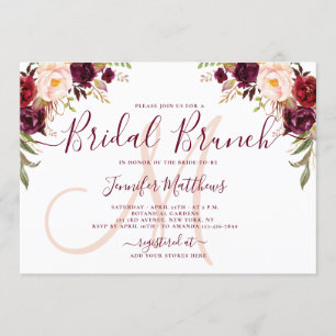 Invitation Brunch nuptial de l'Élégant monogramme floral de B
