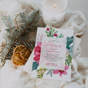 Invitation Brunch nuptial de Noël Floral brillant
