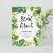 Invitation Brunch nuptial de verdure tropicale et Plumeria (Debout devant)