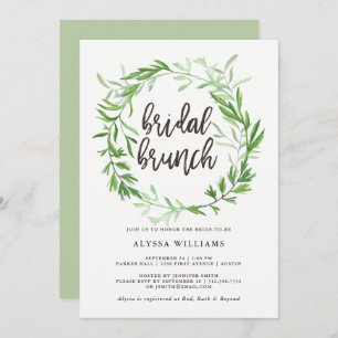Invitation Brunch nuptial des Feuilles botaniques verts