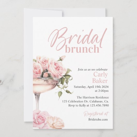 Invitation Brunch nuptial, douche nuptiale, (Devant)
