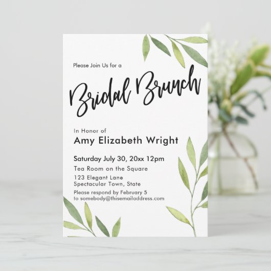 Invitation Brunch nuptial du feuillage vert (Debout devant)