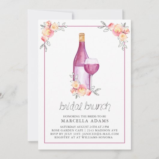 Invitation Brunch nuptial du vin de prune (Devant)