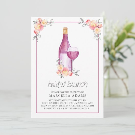 Invitation Brunch nuptial du vin de prune (Debout devant)