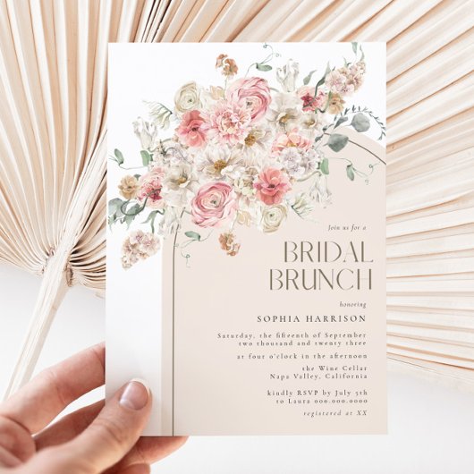 Invitation Brunch nuptial en arc floral blanc