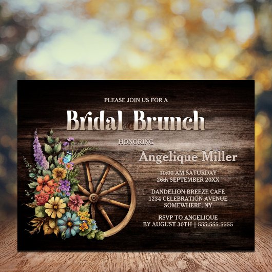 Invitation Brunch nuptial en bois rustique