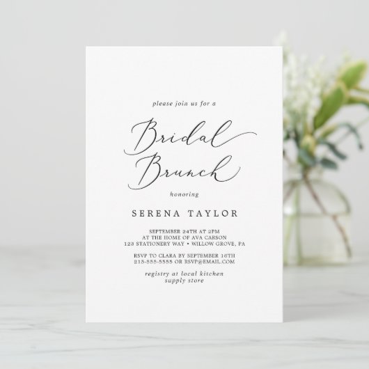 Invitation Brunch nuptial en calligraphie noire (Debout devant)