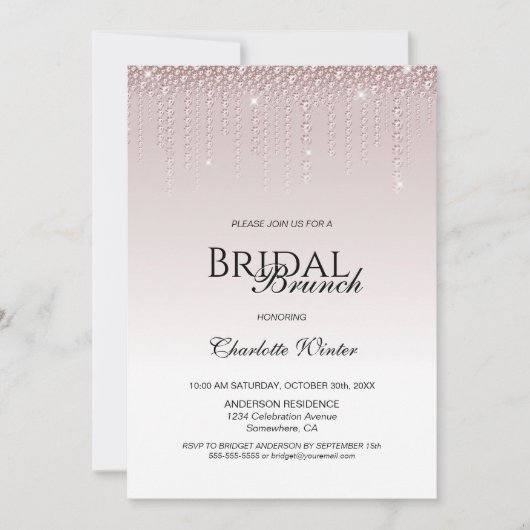 Invitation Brunch nuptial en diamants roses (Devant)