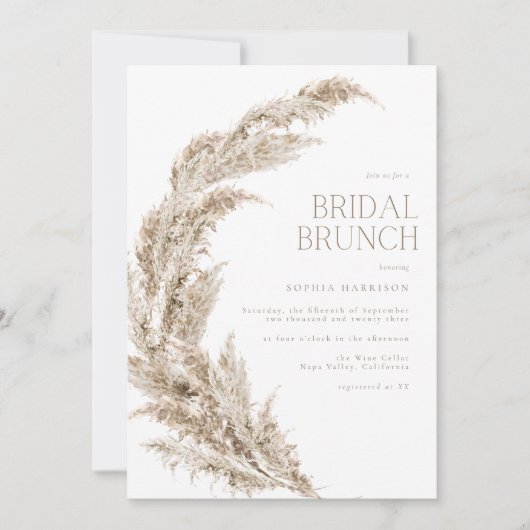 Invitation Brunch nuptial en herbe Pampas (Devant)