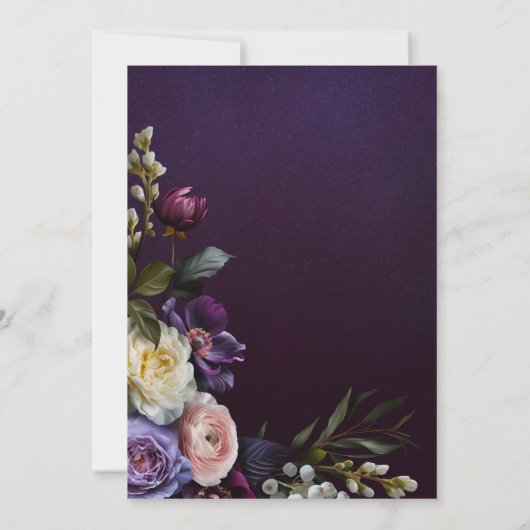 Invitation Brunch nuptial en mauve foncé et crème (Dos)