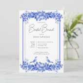 Invitation Brunch nuptial en porcelaine bleu et blanc (Debout devant)