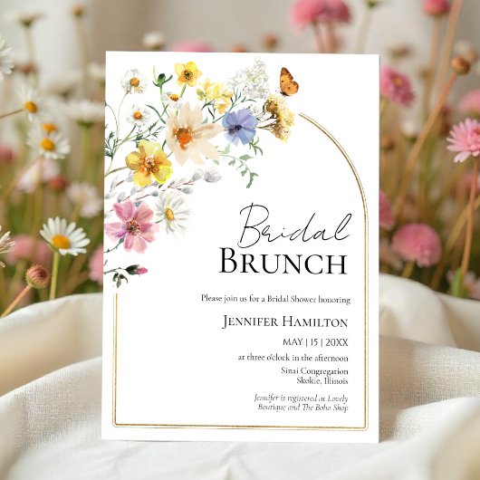 Invitation Brunch nuptial | Fête des mariées Boho Fleur sauva