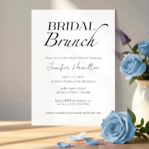 Invitation Brunch nuptial Fête des mariées noire et blanche