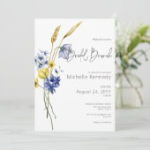 Invitation Brunch nuptial Fleur sauvage bleu et jaune moderne (Debout devant)