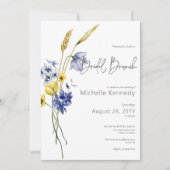 Invitation Brunch nuptial Fleur sauvage bleu et jaune moderne (Devant)