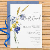 Invitation Brunch nuptial Fleur sauvage bleu et jaune moderne