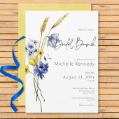 Invitation Brunch nuptial Fleur sauvage bleu et jaune moderne