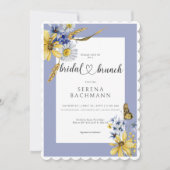 Invitation Brunch nuptial Fleur sauvage bleu et jaune rustiqu (Devant)