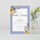 Invitation Brunch nuptial Fleur sauvage bleu et jaune rustiqu (Debout devant)
