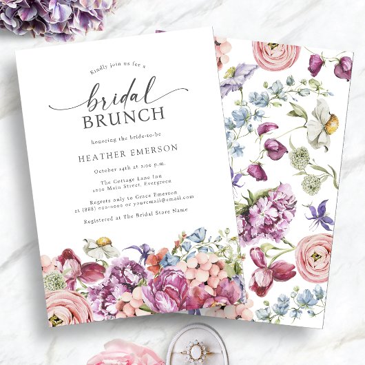 Invitation Brunch nuptial Fleur sauvage coloré