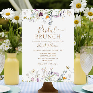 Invitation Brunch nuptial Fleur sauvage et abeille