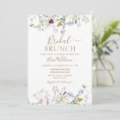 Invitation Brunch nuptial Fleur sauvage et abeille (Debout devant)