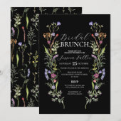 Invitation Brunch nuptial Fleur sauvage Floral Ditsy Dark (Devant / Derrière)