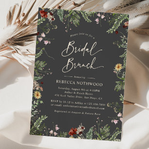 Invitation Brunch nuptial Fleur sauvage Grey Boho