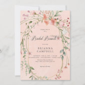 Invitation Brunch nuptial Fleur sauvage rustique rose délicat (Devant)