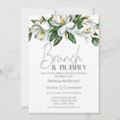 Invitation Brunch nuptial floral blanc Magnolia Rustique (Devant)