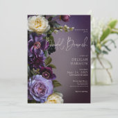 Invitation Brunch nuptial floral foncé mauve et lavande (Debout devant)