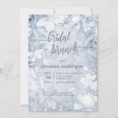 Invitation Brunch nuptial floral moderne bleu et blanc (Devant)