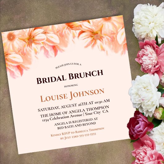 Invitation Brunch nuptial floral orange