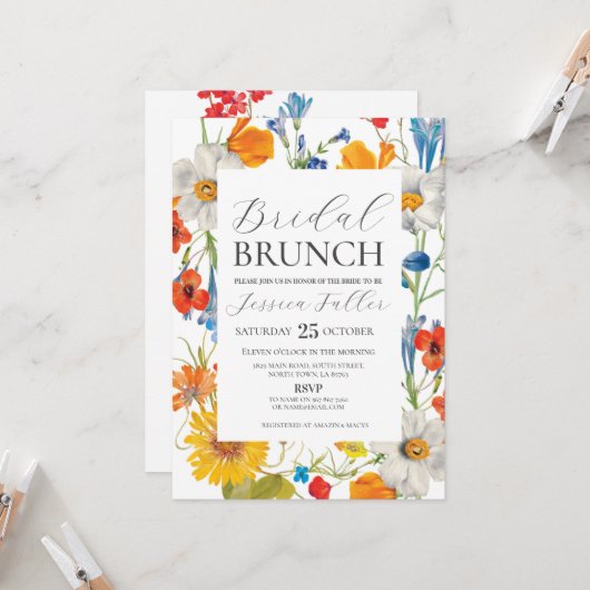 Invitation Brunch nuptial Floral Summer Bachelorette Party (Devant/Arrière en situation)