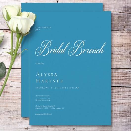 Invitation Brunch nuptial français classique minimum bleu et 