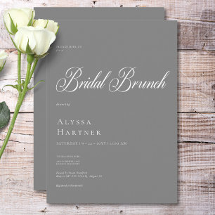 Invitation Brunch nuptial gris et blanc classique minimum