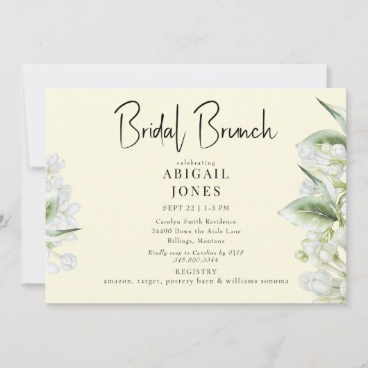 Invitation Brunch nuptial Hydrangeas blanc jaune (Devant)
