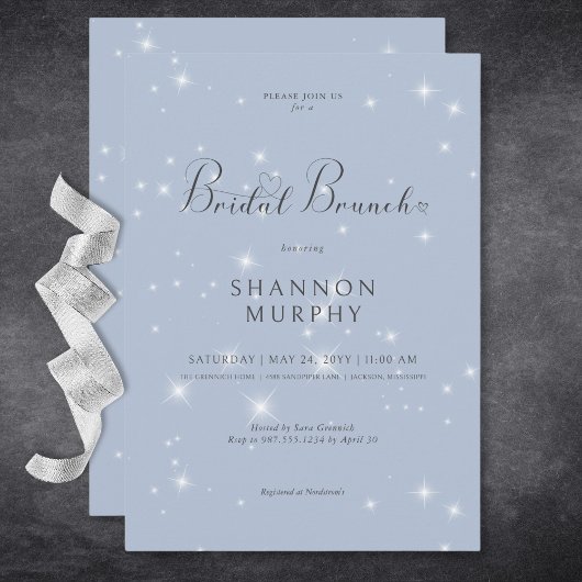 Invitation Brunch nuptial minimaliste bleu moderne