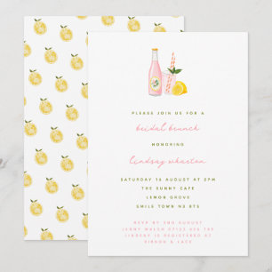 Invitation Brunch nuptial minimaliste en limonade rose