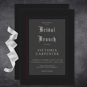 Invitation Brunch nuptial minimaliste gothique noir et bordea